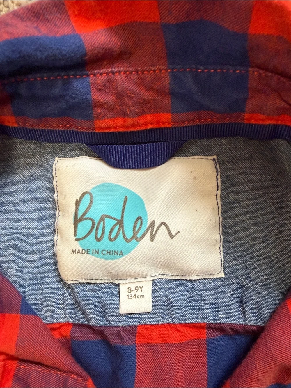 Boden Red & Navy Check Button-Down Shirt